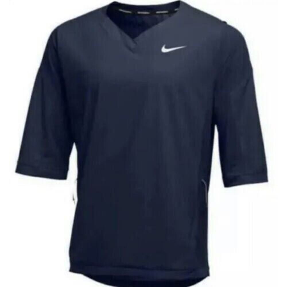 Nike Baseball Batting Jacket Mens Medium Navy Blue V Neck 897383-419 MLB Warm Up